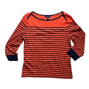 Chaps Orange and Navy Long Sleeve Tee size XL